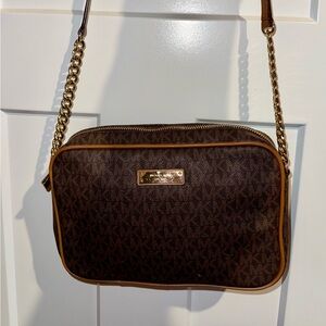 Michael Kors Brown Crossbody Bag with Gold Chain